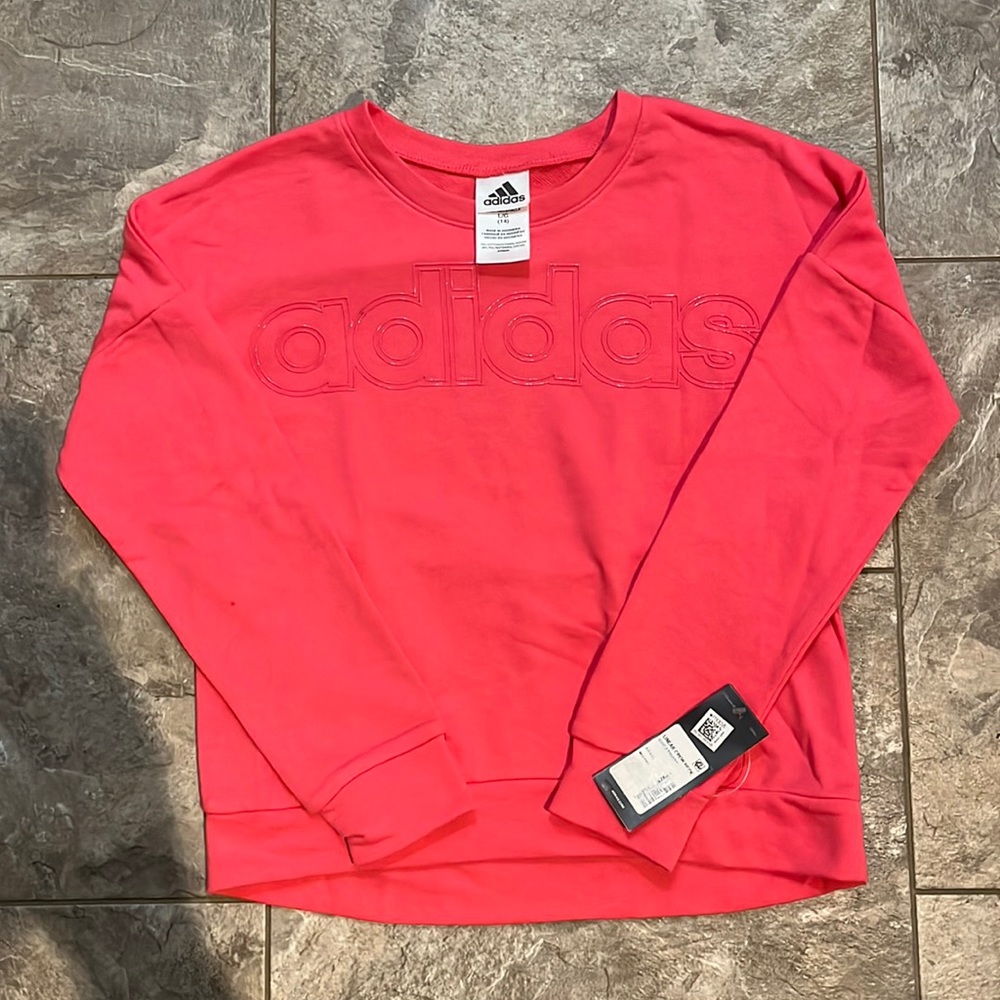 NWT Girls large 14 pink Adidas crewneck
